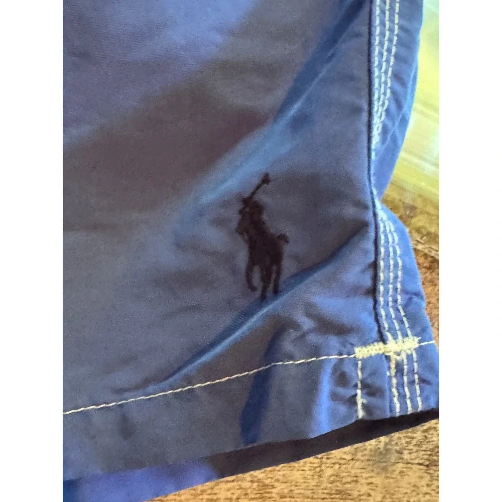 NWT Polo Ralph Lauren Swim Trunks XXL Blue Cargo Pocket Contrast Stitch Preppy